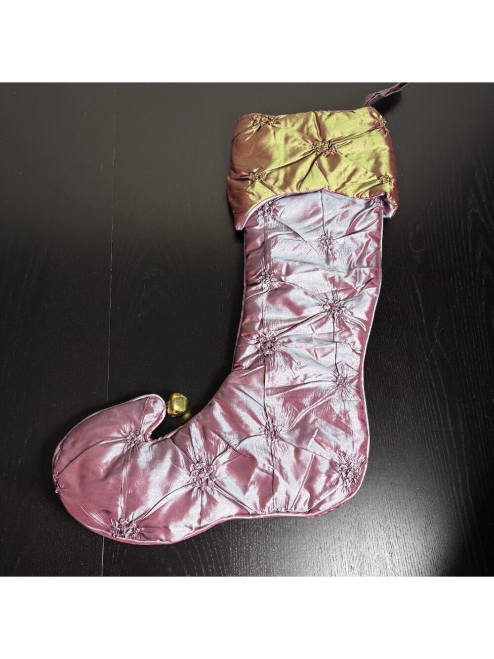 Vintage BOMBAY Company Large 31" Jester Christmas Stocking Purple Taffeta NEW